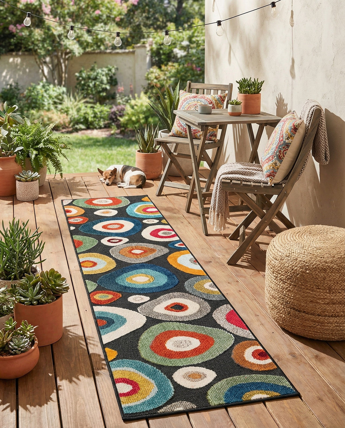 Outdoor Marrakesh Collection Area Rug -  Chefchaouen Runner Multi Black  lifestyle 134