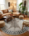 Savannah Sojourn Collection Area Rug -  Masai Round Gray and Ivory  lifestyle 49