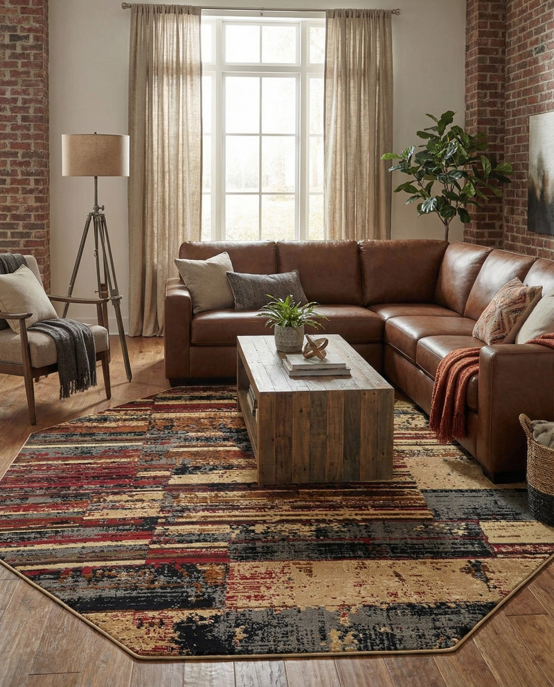 Neptune Elegance Collection Area Rug - Triton Octagon Multi  lifestyle 32