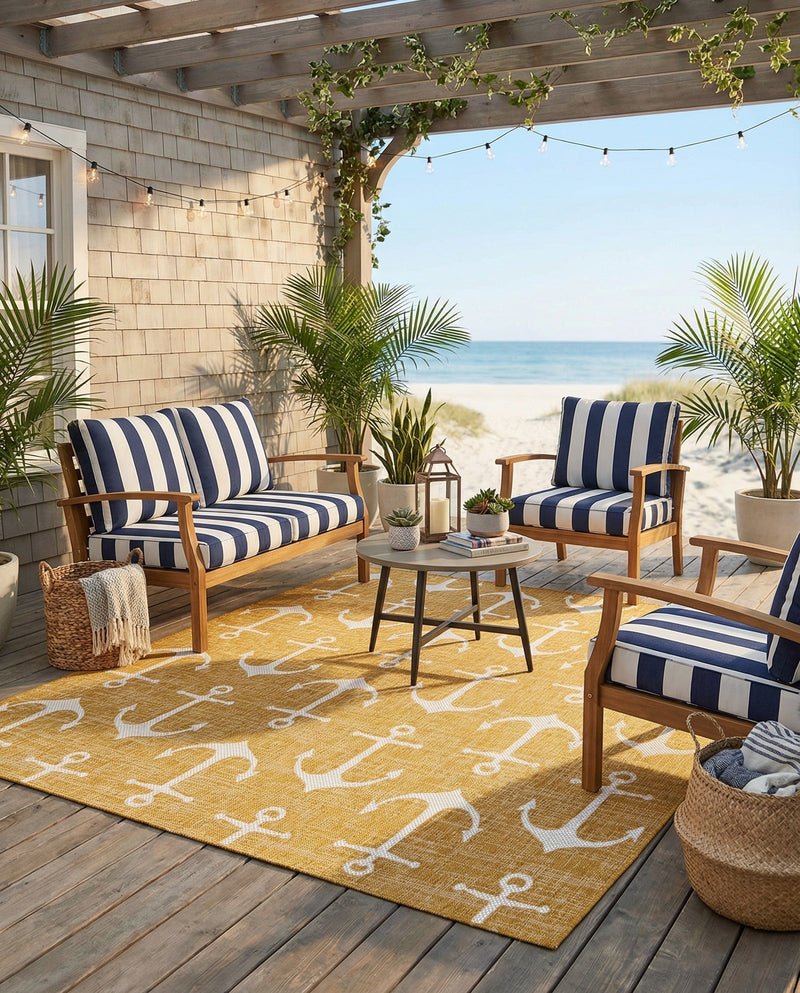 Seaside Haven Rugs Collection Area Rug - Sapphire (Yellow) Square Yellow  lifestyle 78