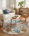 Patio Heritage Collection Area Rug - Tuscany Round Multi  lifestyle 46