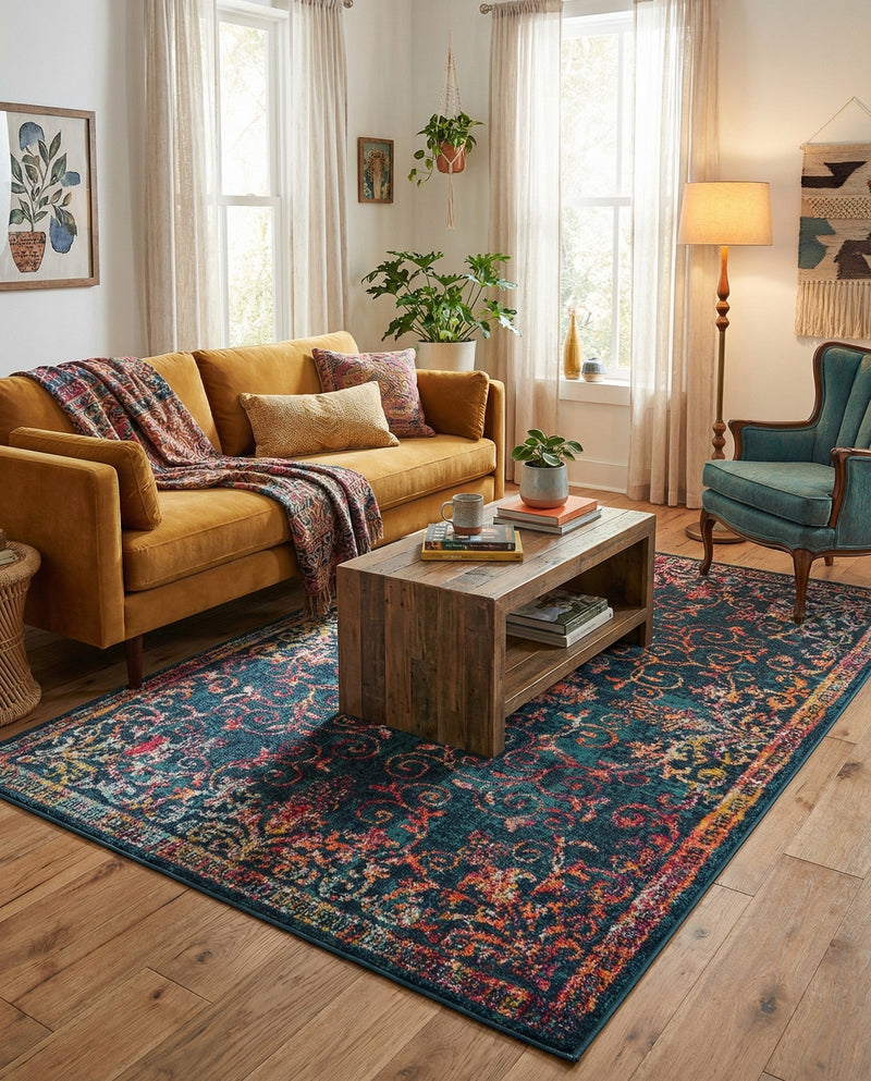 Brighton Terrace Collection Area Rug -  Saltdean Rectangle Navy Blue  lifestyle 9