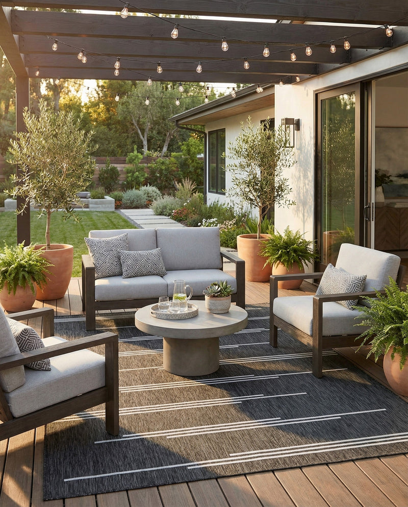 Urban Terrace Collection Area Rug -  Brooklyn Rectangle Black and White  lifestyle 22