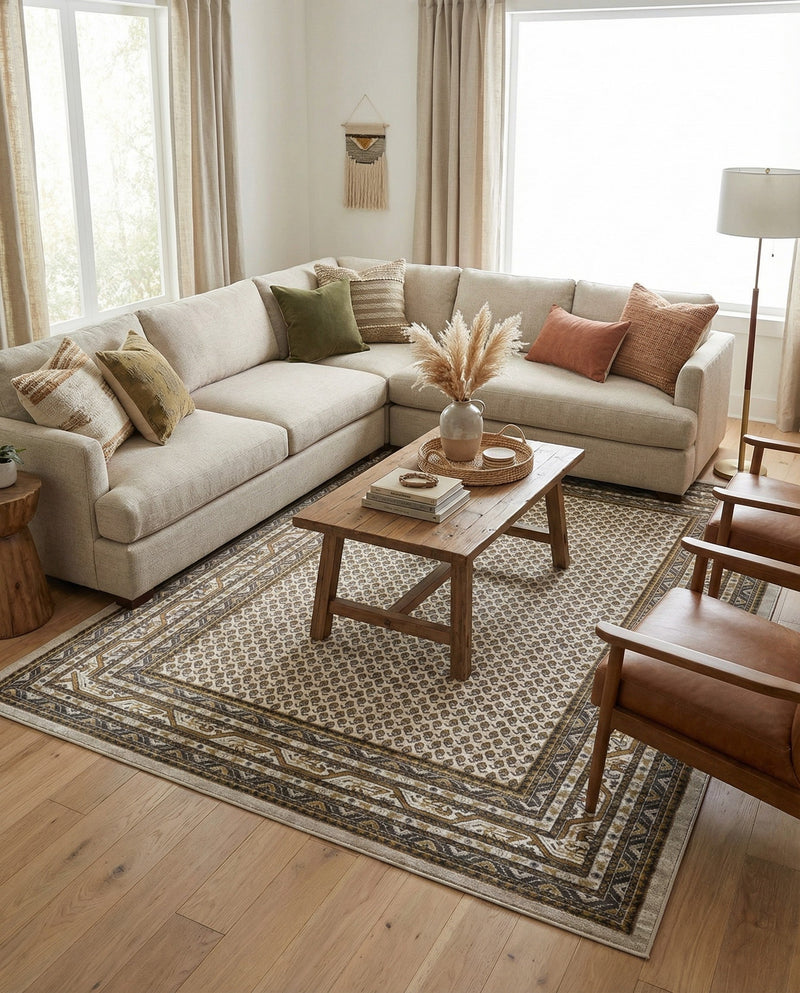 Soho Elegance Collection Area Rug -  Mercer (Beige) Rectangle Beige  lifestyle 14