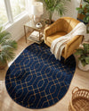 Hollywood Luxe Collection Area Rug - Sunset (Navy Blue Gold) Oval Navy Blue Gold  lifestyle 63
