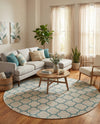 Savannah Pergola Collection Area Rug - Arbor (Gray) Round Gray  lifestyle 42