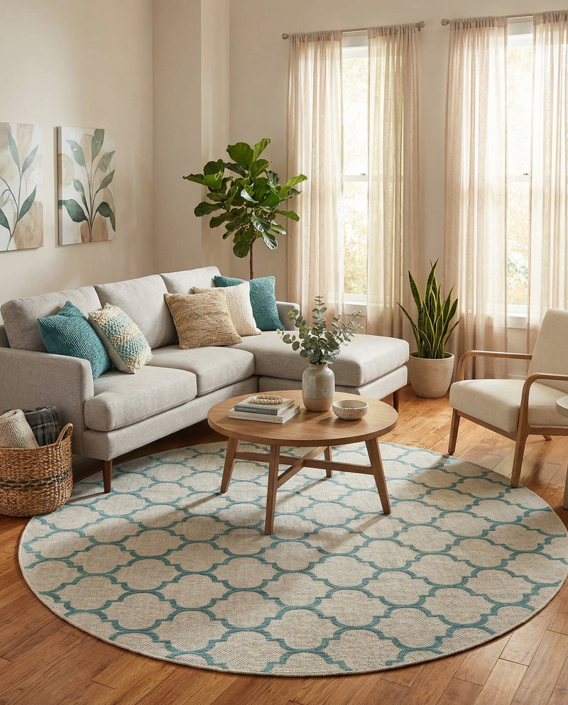 Savannah Pergola Collection Area Rug - Arbor (Gray) Round Gray  lifestyle 42