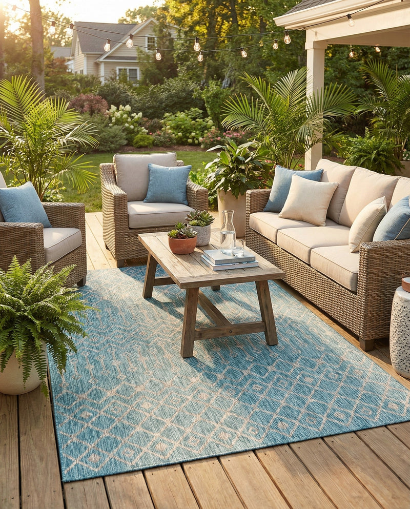 Savannah Pergola Collection Area Rug -  Pergola (Aqua) Rectangle Aqua  lifestyle 14