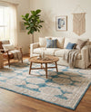 Seville Stripes Collection Area Rug -  Granada (Blue) Rectangle Blue  lifestyle 12