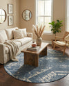 Desert Nomad Terrace Collection Area Rug - Sahara (Blue) Round Blue  lifestyle 69