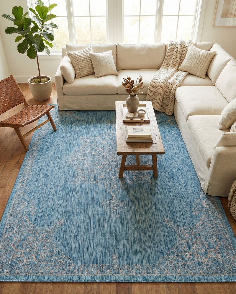 Patio Heritage Collection Area Rug -  Charleston (Light Aqua) Rectangle Light Aqua  lifestyle 8
