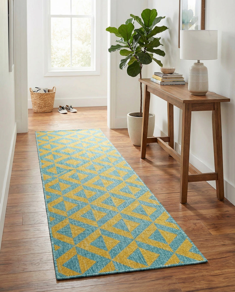 Urban Oasis Rugs Collection Area Rug -  Highrise (Yellow and Aqua) Runner Yellow and Aqua  lifestyle 21