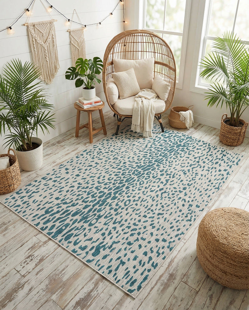 Savannah Escape Collection Area Rug - Serengeti Rectangle Teal  lifestyle 18