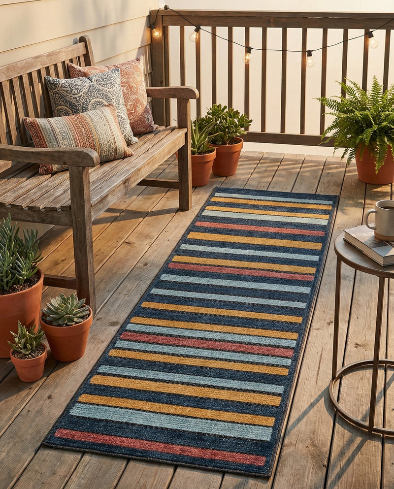 Caribbean Terrace Collection Area Rug -  Martinique Runner Charcoal  lifestyle 56