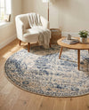 Coastal Manor Collection Area Rug -  Dunes Round Dark Blue  lifestyle 50