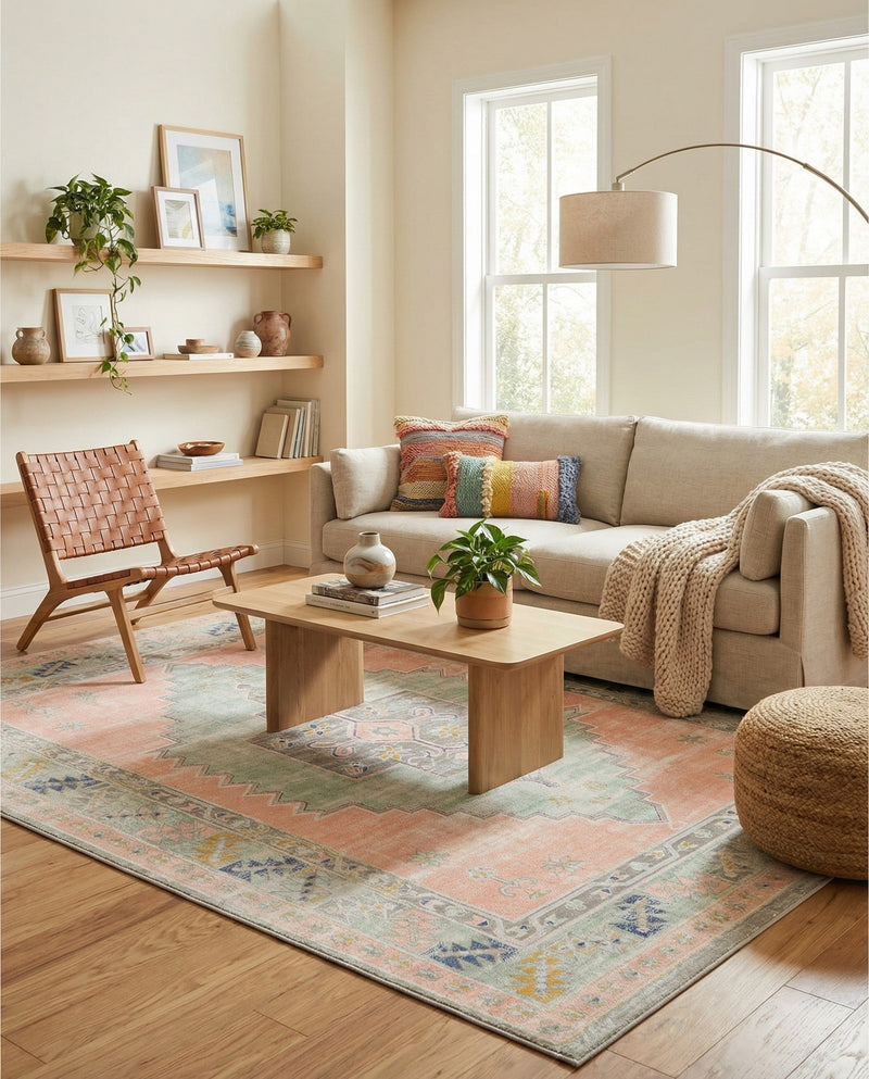 Savannah Series Collection Area Rug -  Augusta (Pink) Rectangle Pink  lifestyle 24