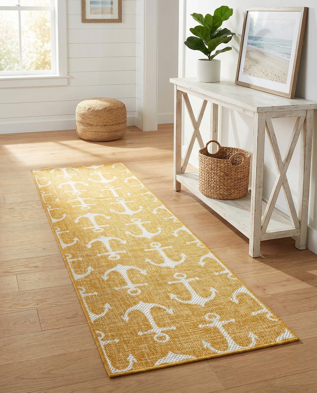 Seaside Haven Rugs Collection Area Rug - Sapphire (Yellow) Runner Yellow  lifestyle 81