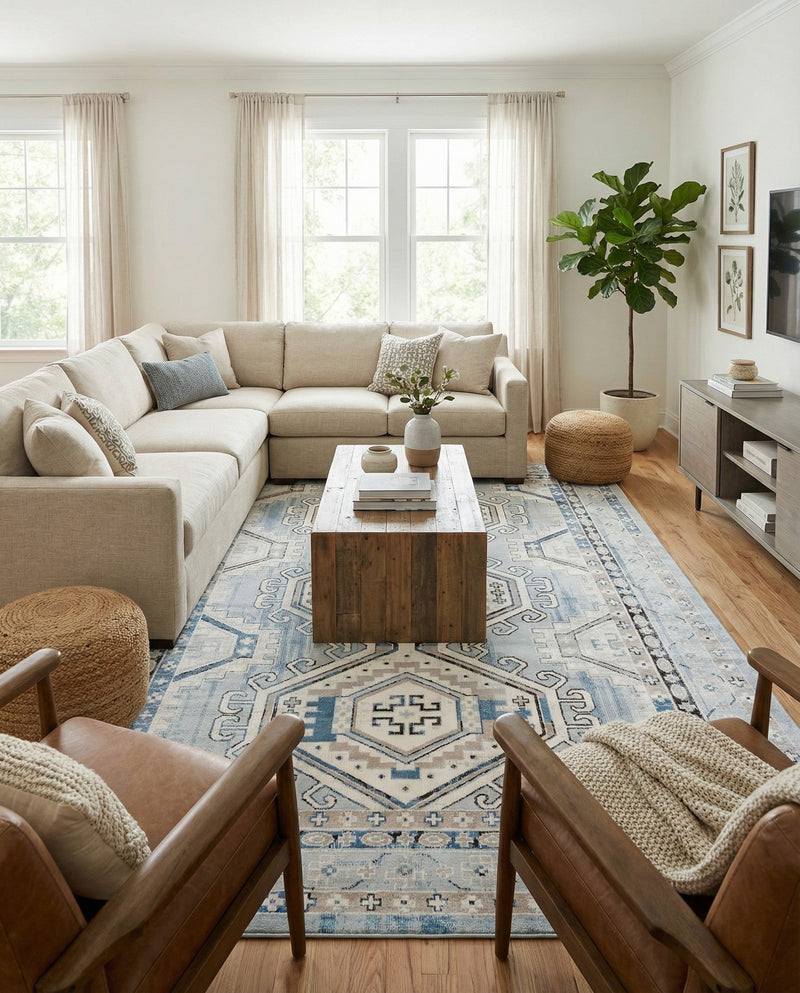 Savannah Elegance Collection Area Rug -  Tybee (Aqua Blue) Rectangle Aqua Blue  lifestyle 16