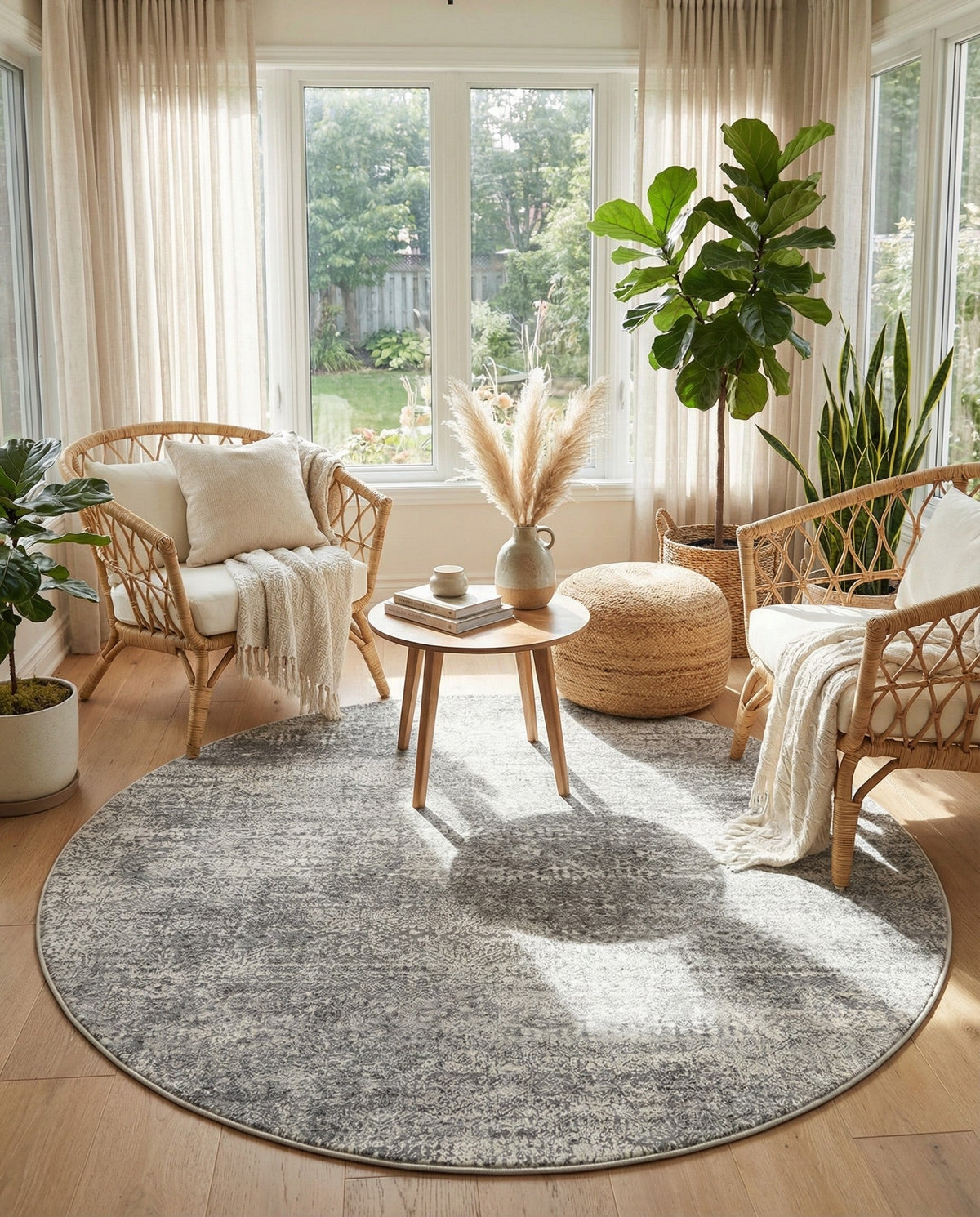 Bloomsbury Elegance Collection Area Rug -  Pimlico Round Gray  lifestyle 110