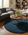 Plush Oasis Collection Area Rug - Serenity (Sapphire Blue) Round Sapphire Blue  lifestyle 37