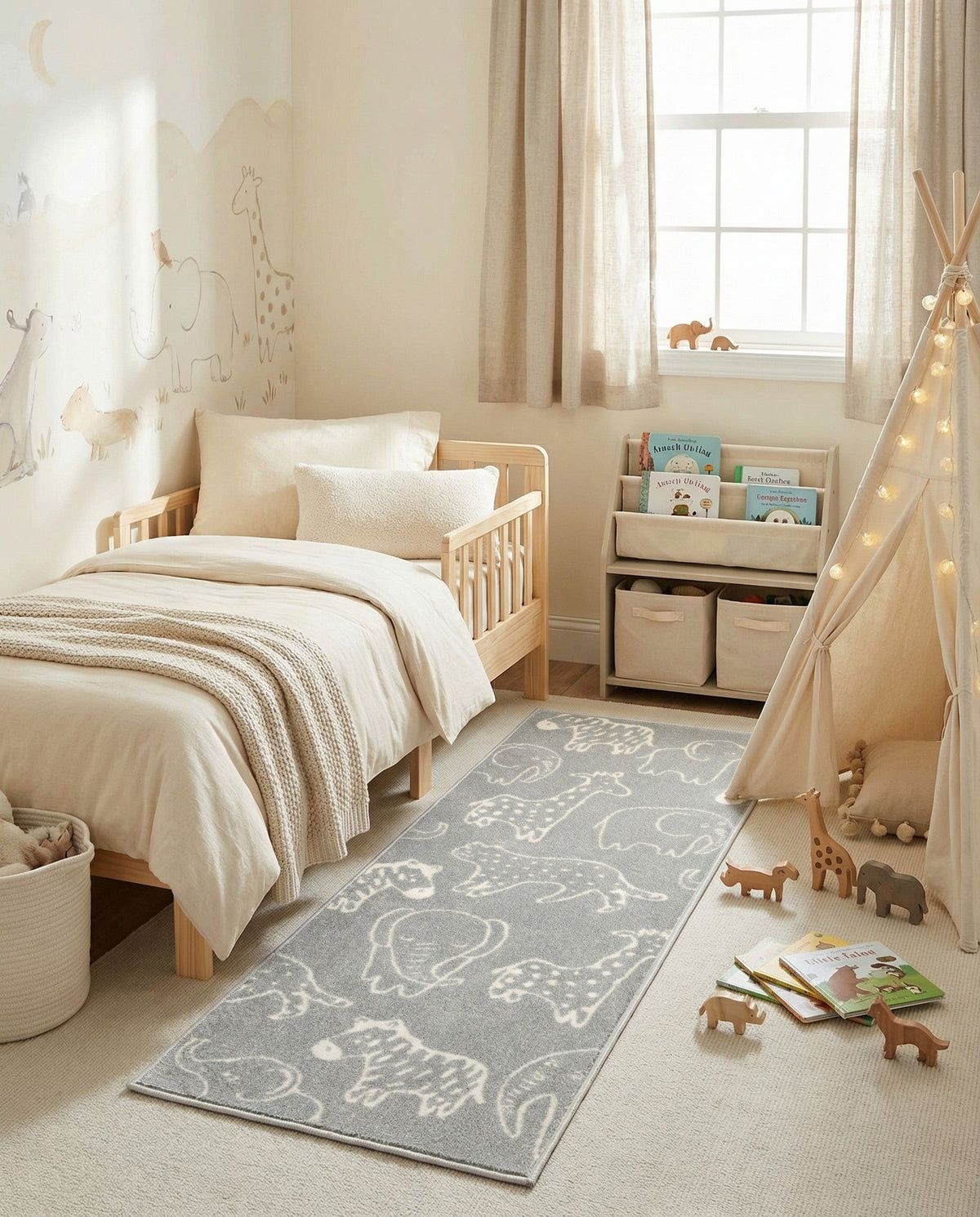 Wonder Tykes Collection Area Rug -  Spectrum Runner Gray  lifestyle 138