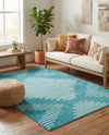 Seychelles Stripes Collection Area Rug - Mahe (Turquoise) Rectangle Turquoise  lifestyle 16