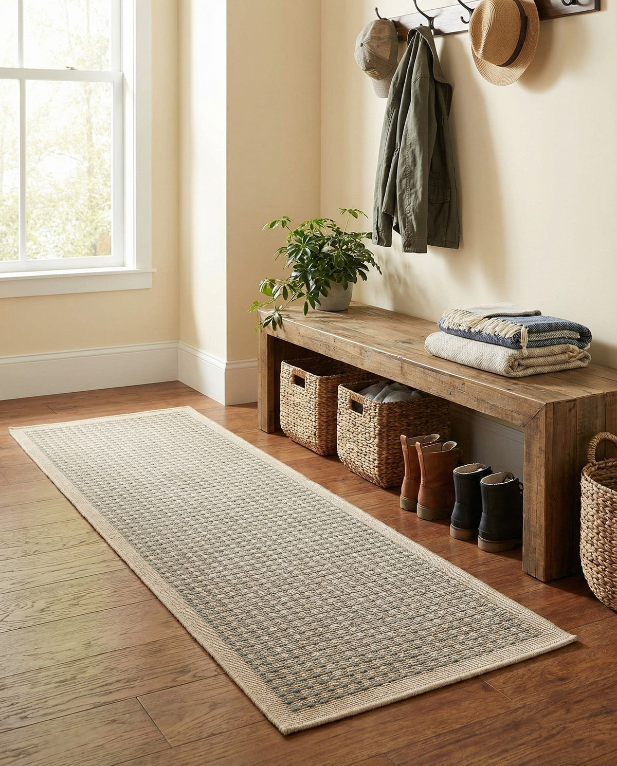 Terrace Fringe Collection Area Rug - Patio Runner Brown  lifestyle 84