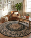 Patio Heritage Collection Area Rug -  Lafayette (Black) Round Black  lifestyle 56