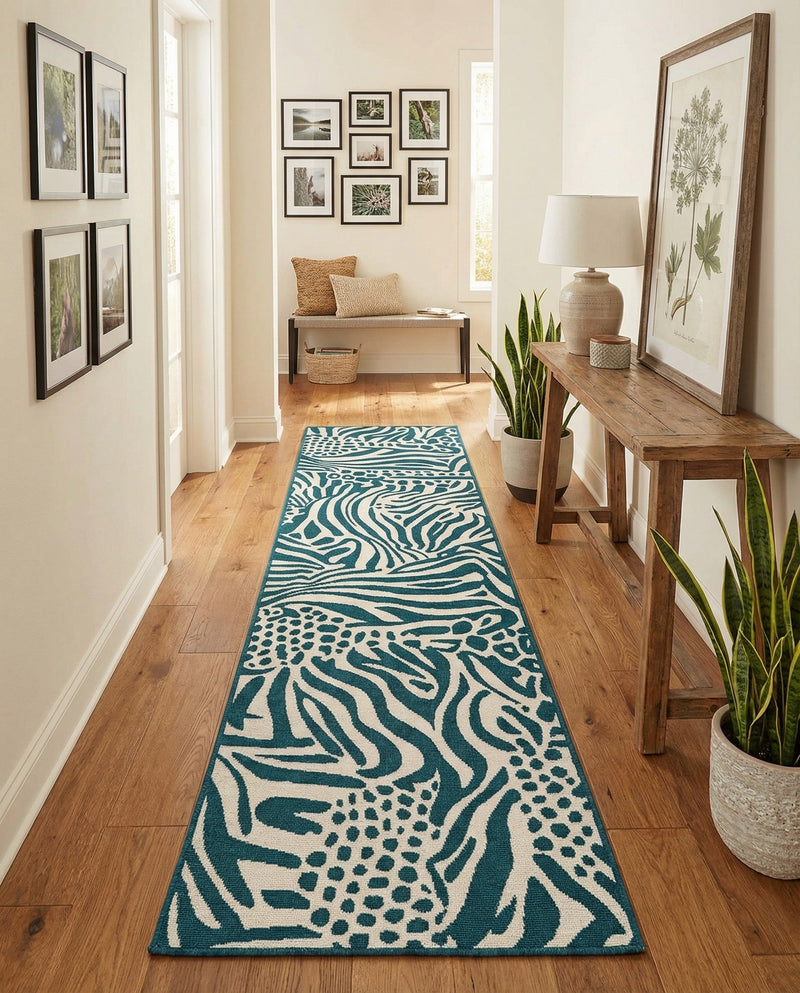 Savannah Escape Collection Area Rug -  Masai Runner Navy Blue and Ivory  lifestyle 58
