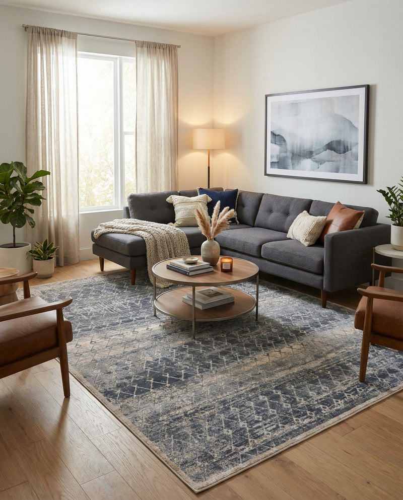 Aegean Elegance Collection Area Rug -  Santorini Rectangle Gray  lifestyle 11