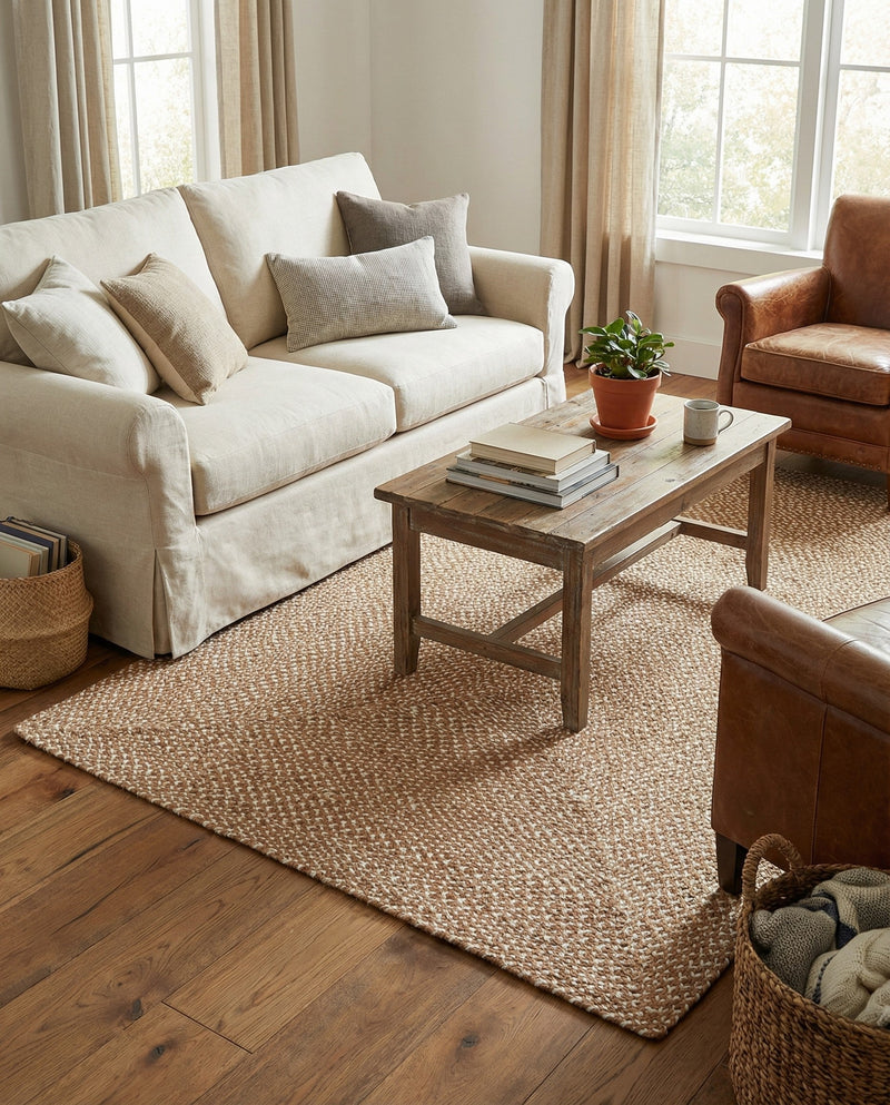 Highland Woven Jute Collection Area Rug - Glenmore (Light Brown) Rectangle Light Brown  lifestyle 5