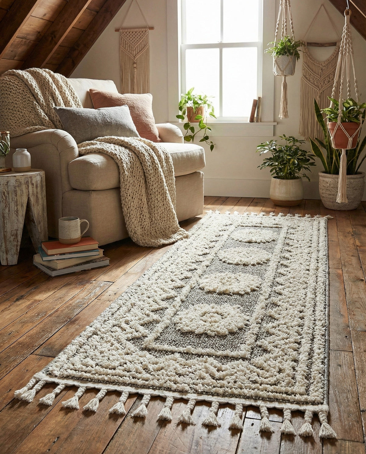 Sahara Chic Collection Area Rug -  Tangier Runner Gray  lifestyle 185