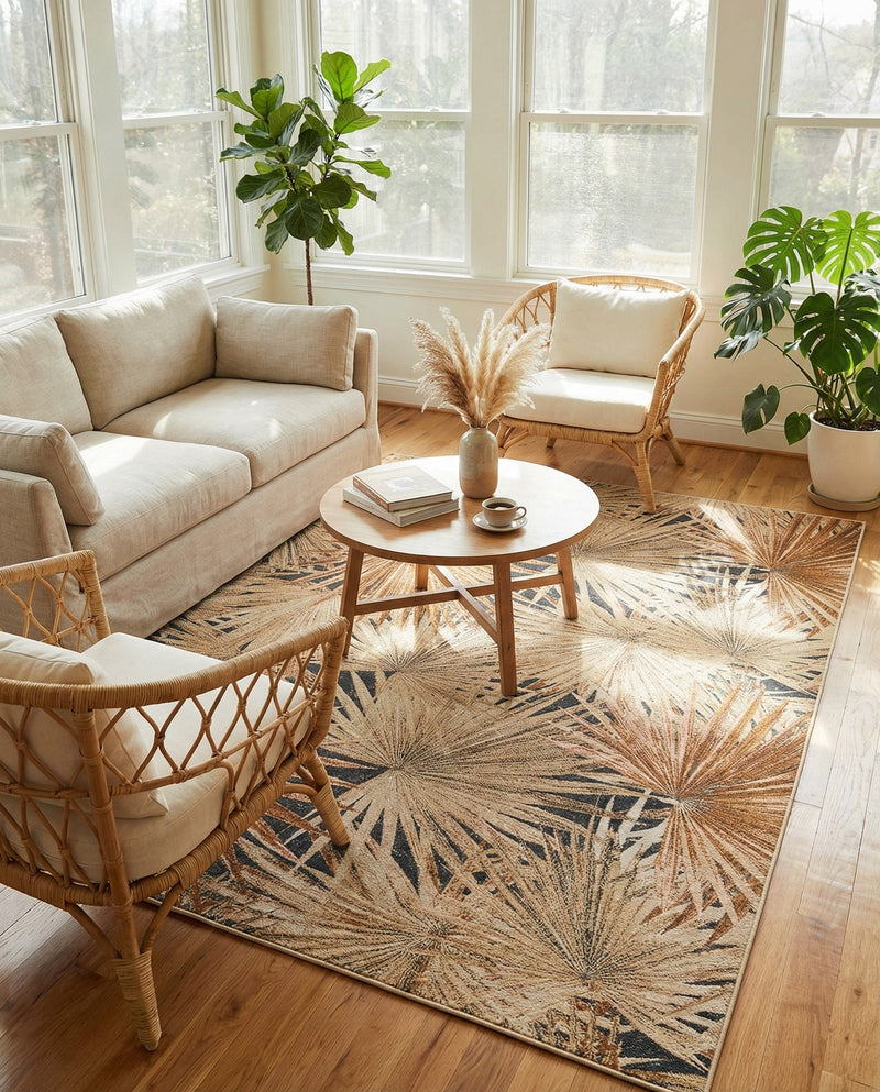 Seaside Blooms Collection Area Rug -  Avalon Rectangle Multi  lifestyle 4