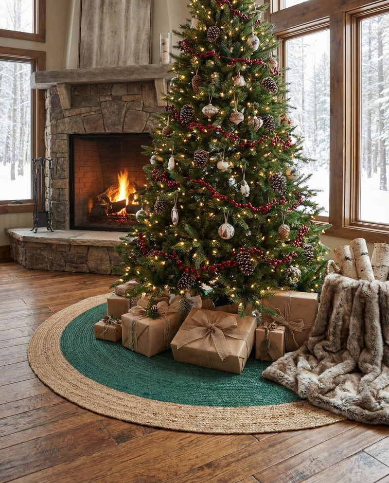 Holiday Hearth Rugs Collection Area Rug - Yuletide Round Green  lifestyle 31
