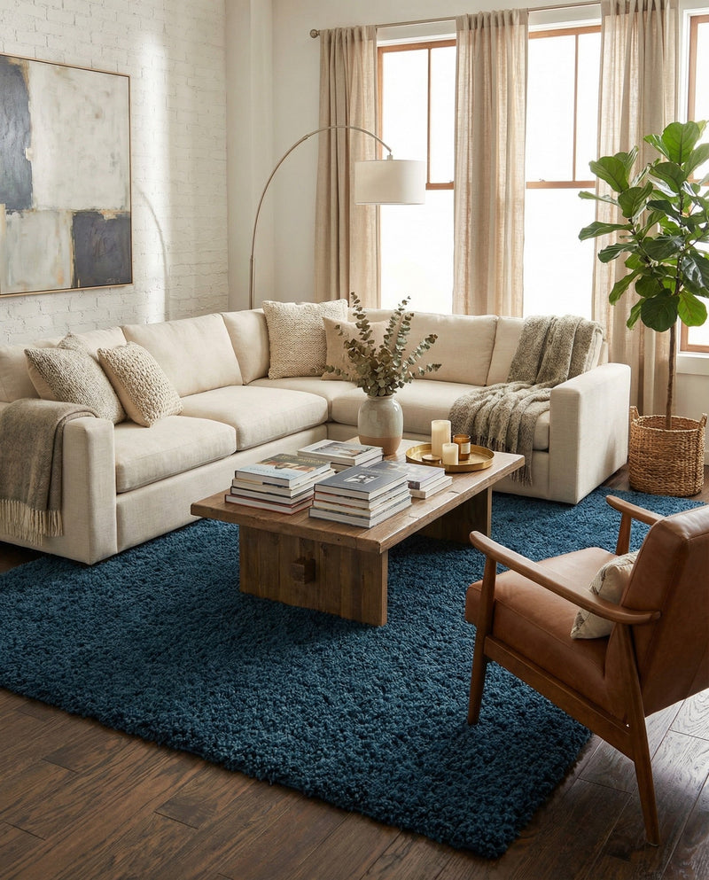 Plush Oasis Collection Area Rug - Serenity (Sapphire Blue) Rectangle Sapphire Blue  lifestyle 3