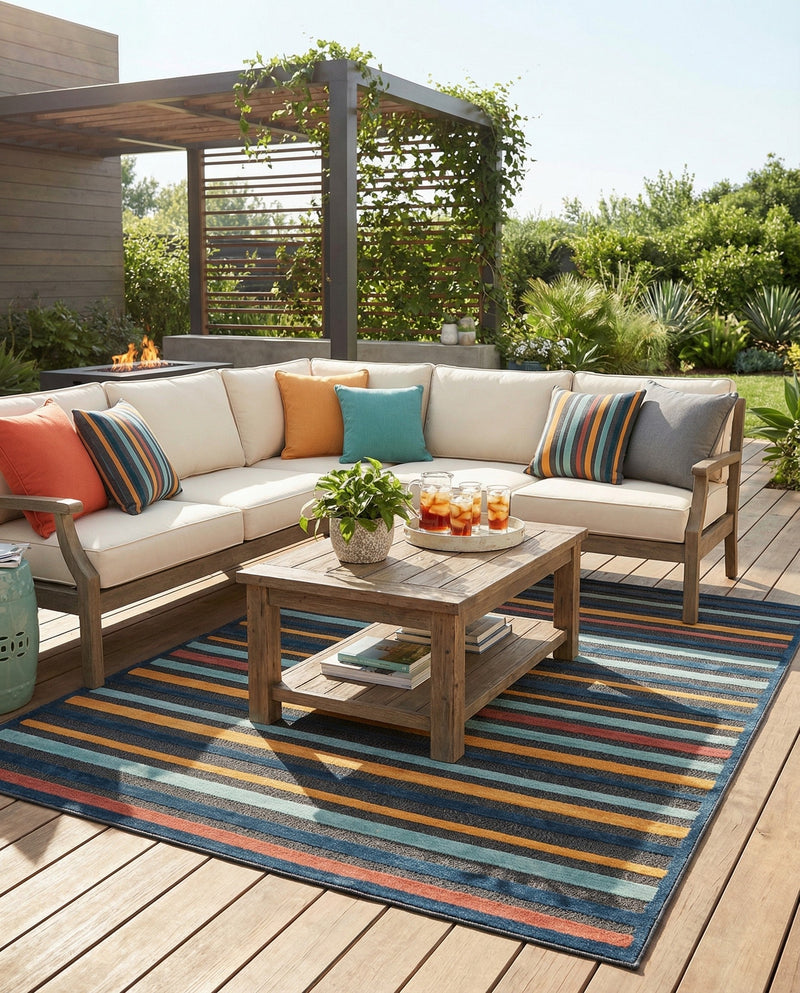 Caribbean Terrace Collection Area Rug -  Martinique Rectangle Charcoal  lifestyle 5