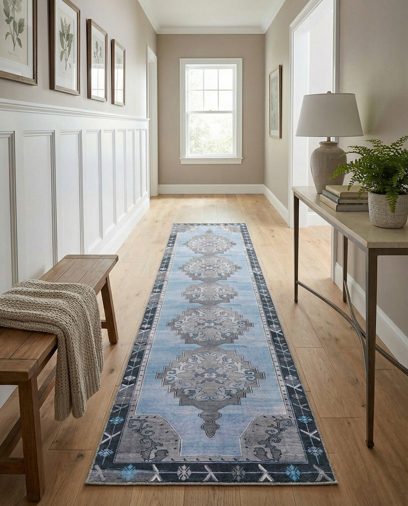 Heritage Elegance Collection Area Rug -  Winterthur (Blue Gray) Runner Blue Gray  lifestyle 62