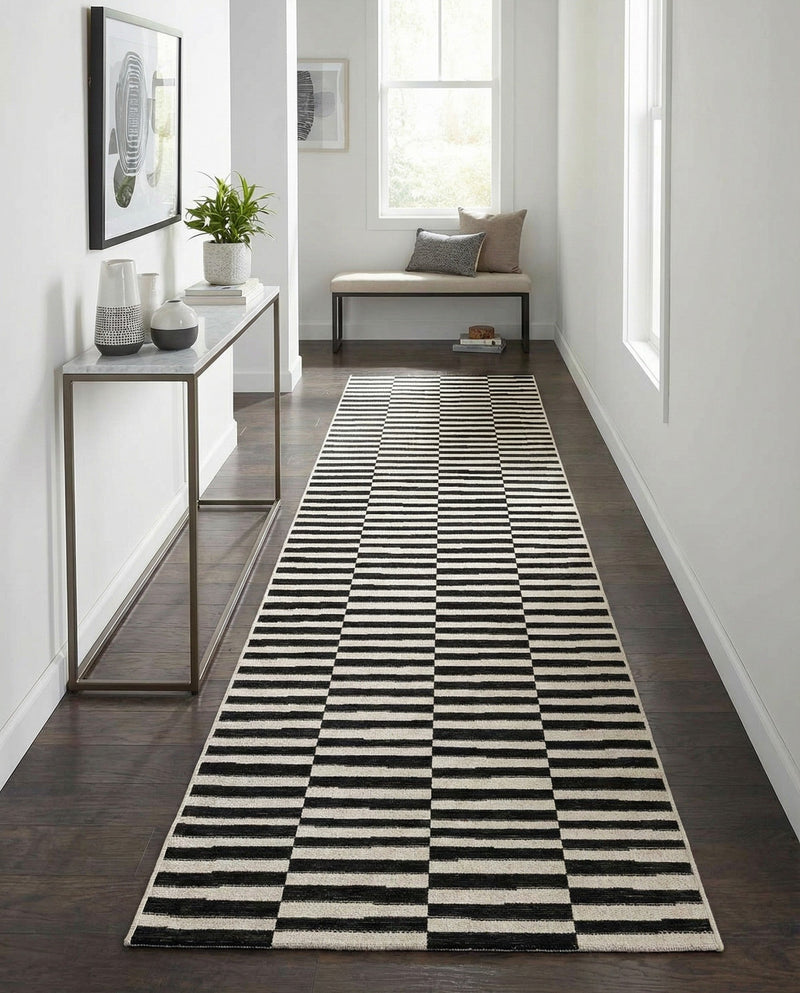Soho Elegance Collection Area Rug -  Hudson (Black) Runner Black  lifestyle 68