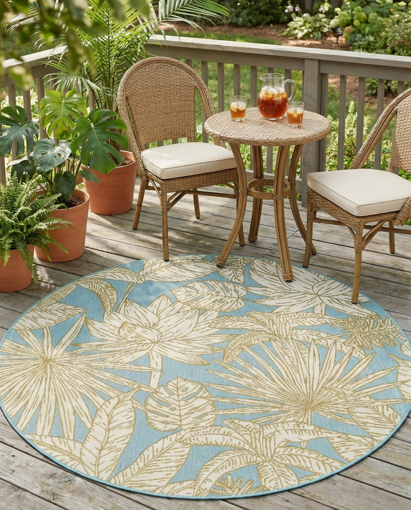 Seaside Blooms Collection Area Rug -  Shalimar Round Soft Blue  lifestyle 59