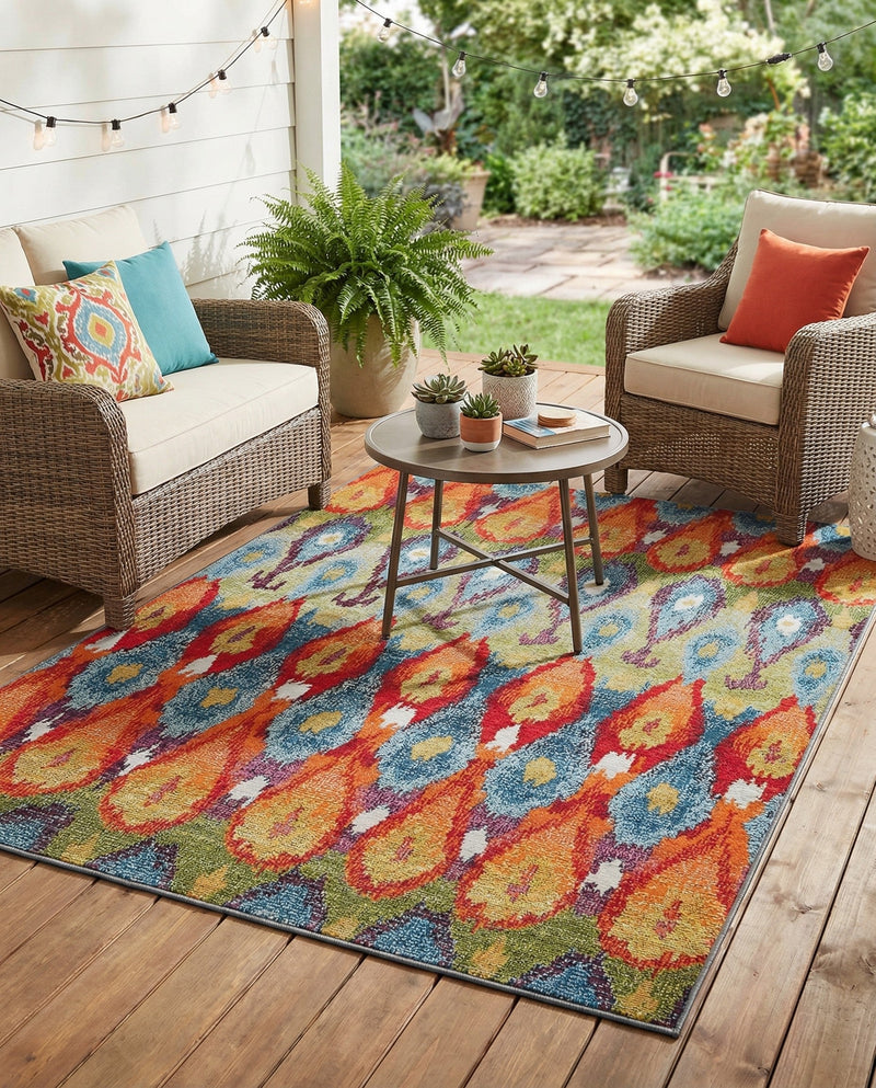 Urban Terrace Collection Area Rug -  Compass Rectangle Multi  lifestyle 22
