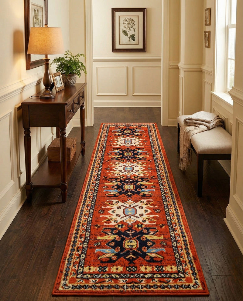 Tabriz Tapestries Collection Area Rug - Azerbaijan (Terracotta) Runner Terracotta  lifestyle 55