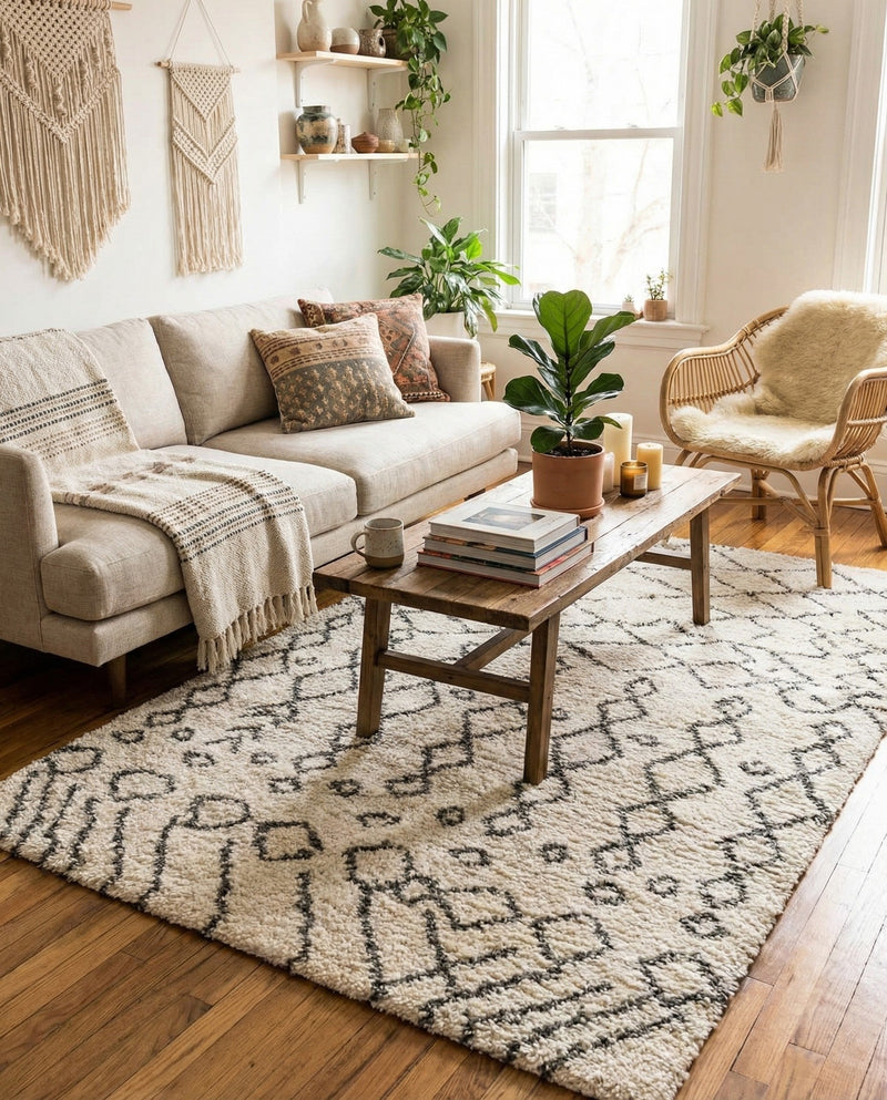 Casablanca Comfort Collection Area Rug -  Fez Rectangle Pure Ivory  lifestyle 9