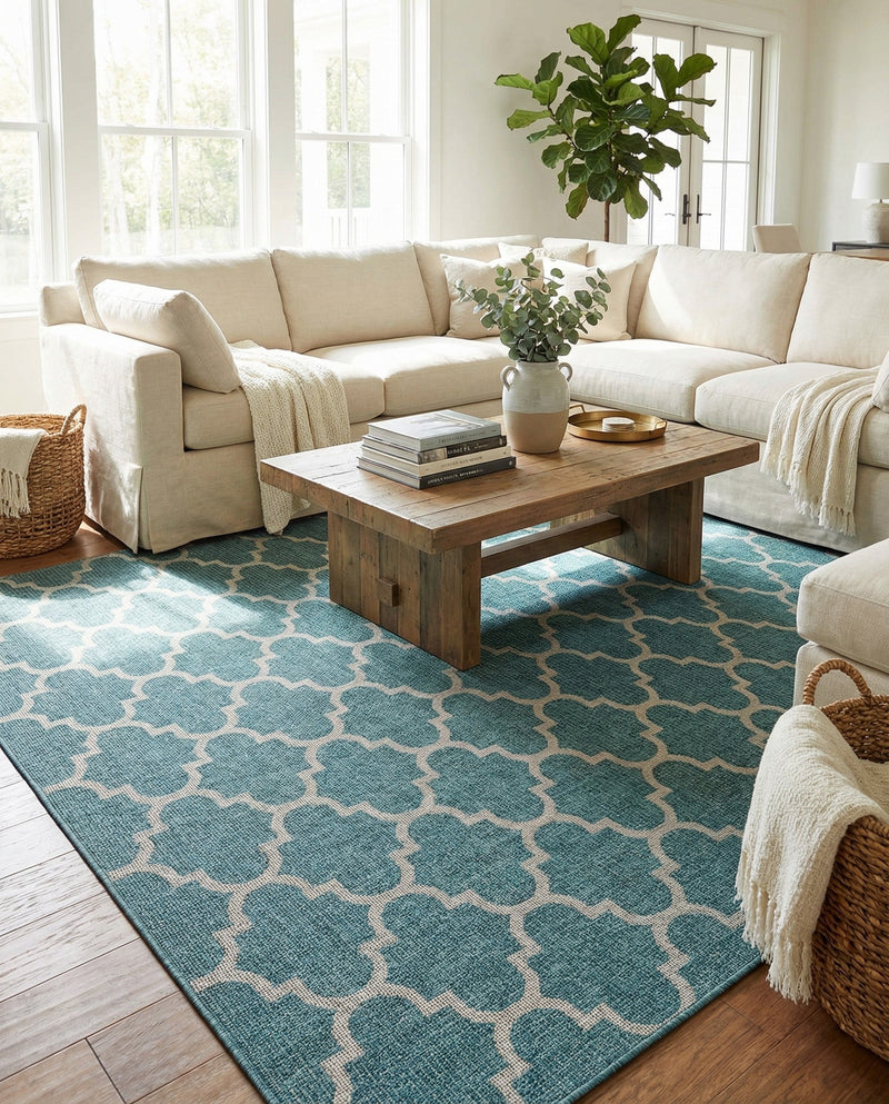 Savannah Pergola Collection Area Rug - Arbor (Teal) Rectangle Teal  lifestyle 3