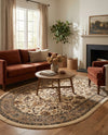 Isfahan Elegance Collection Area Rug - Naghsh-e Jahan (Ivory) Oval Ivory  lifestyle 81