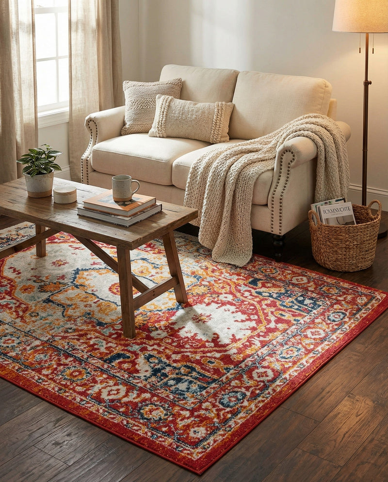 Parisian Elegance Collection Area Rug - Versailles (Rust Red) Rectangle Rust Red  lifestyle 8