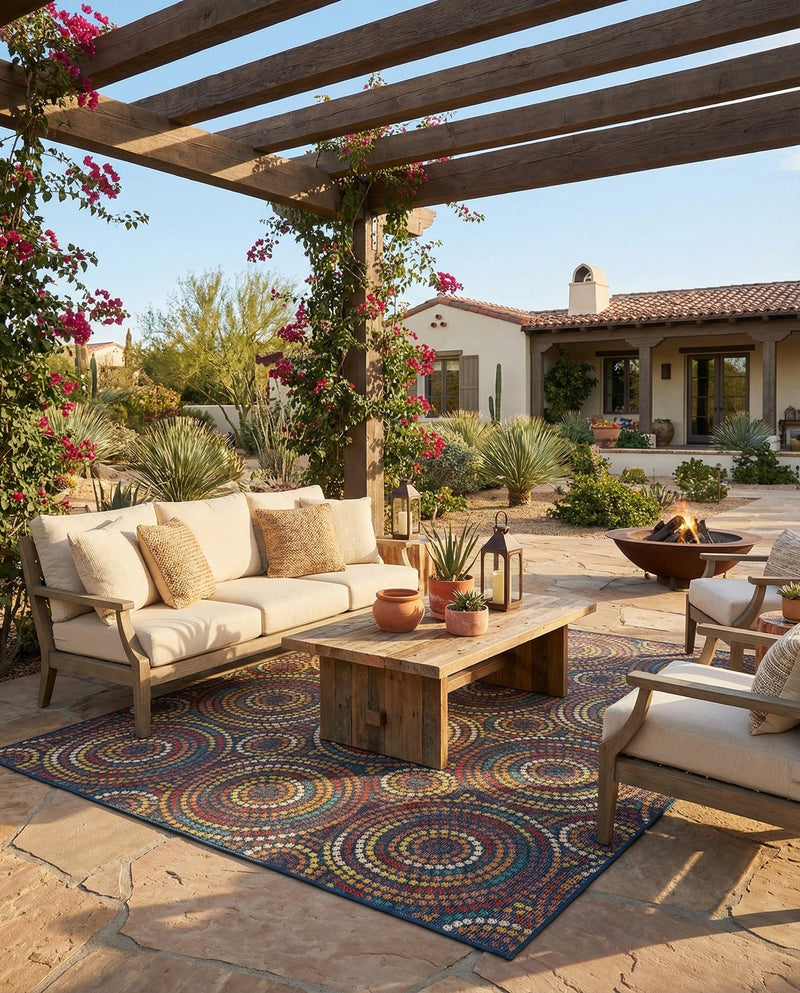 Coastal Terrace Collection Area Rug -  Lagoon Rectangle Multi  lifestyle 15