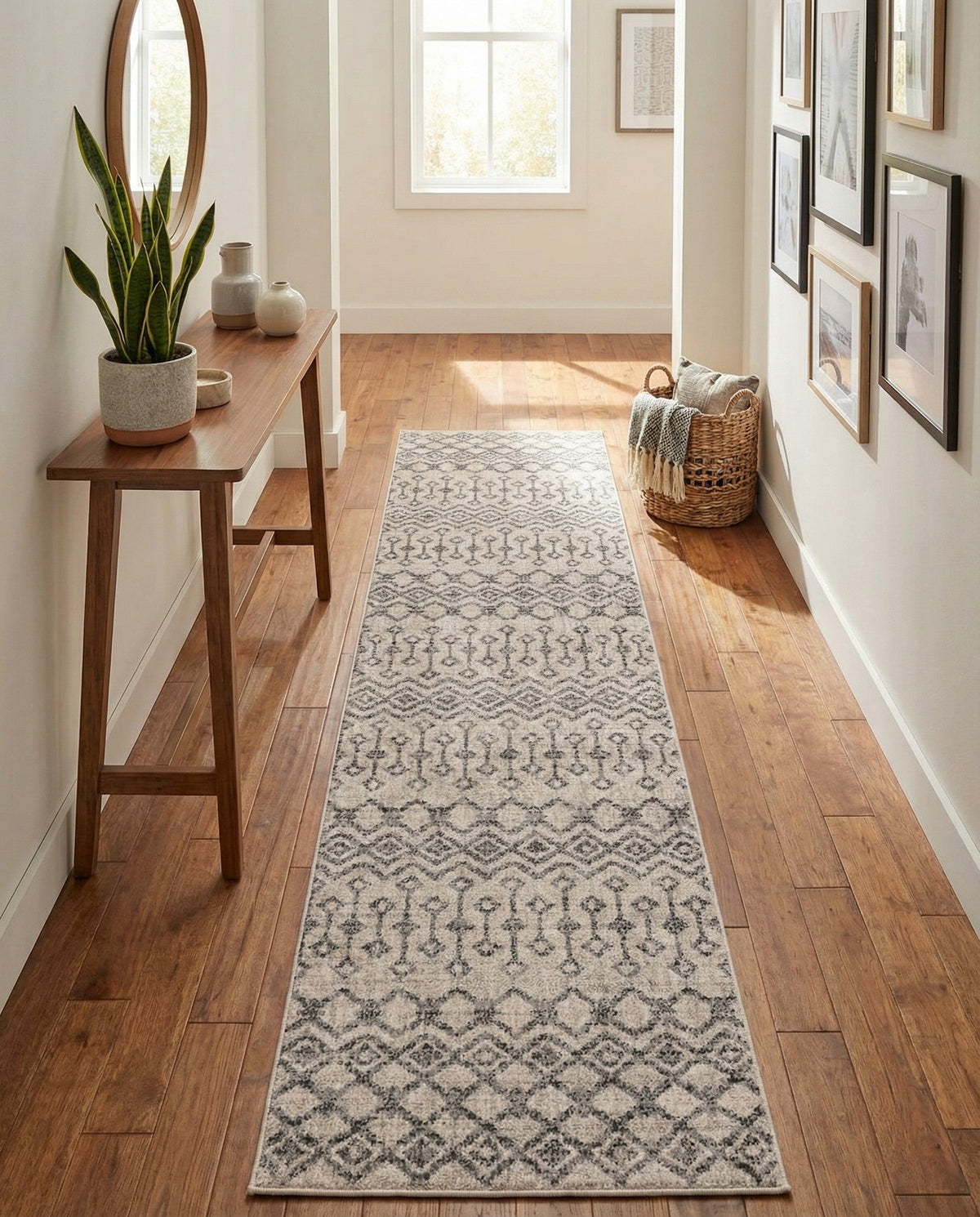 Geo Garden Lattice Collection Area Rug -  Andalusia Runner Ivory  lifestyle 188