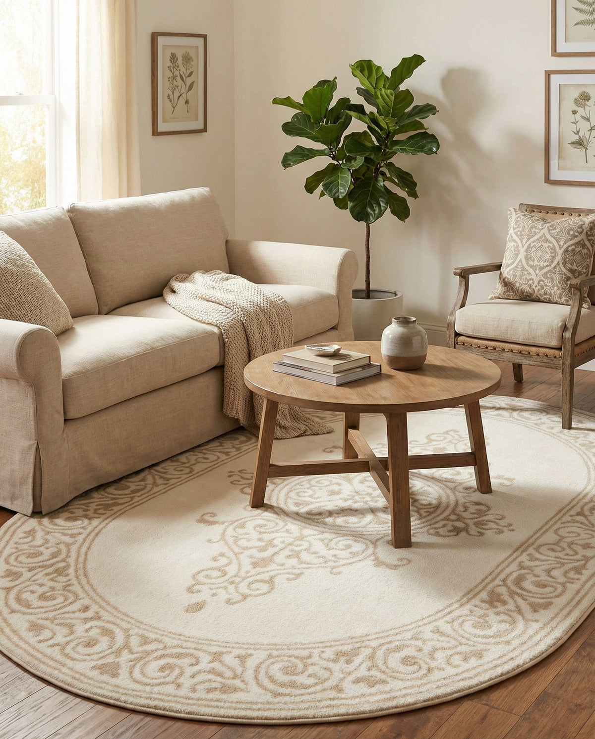 Sanctuary Retreat Collection Area Rug - Haven Oval Snow White  lifestyle 132