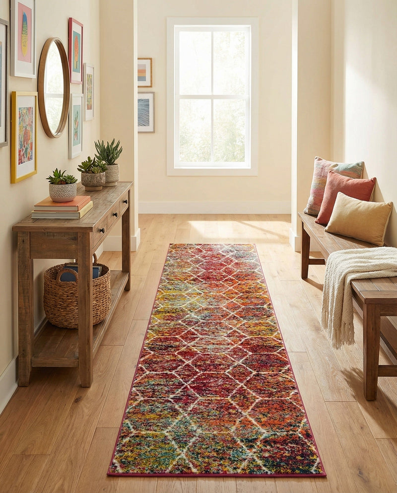 Trellis Mosaic Collection Area Rug - Arborville (Multi) Runner Multi  lifestyle 80