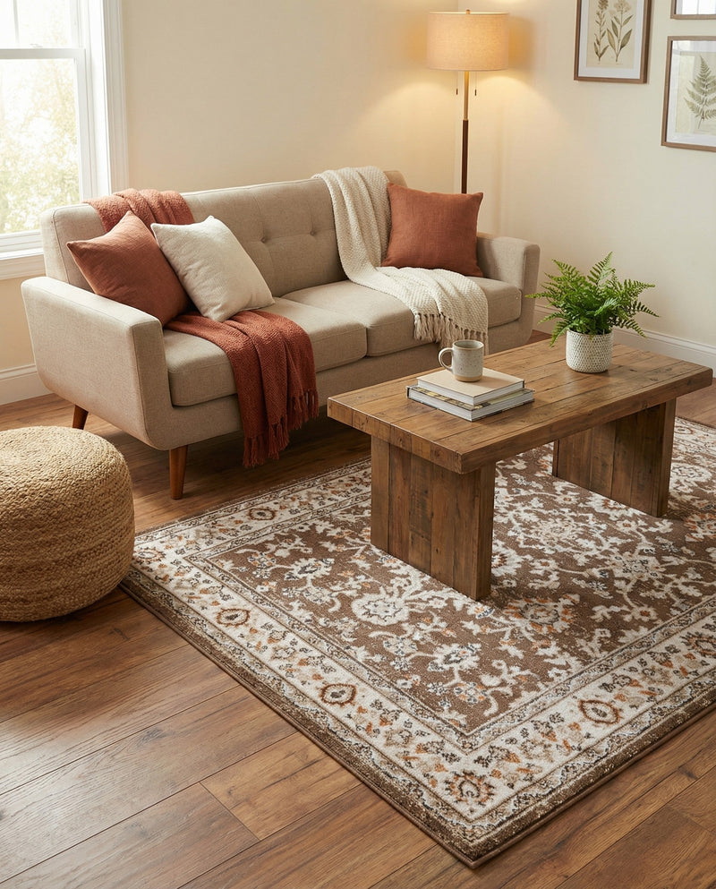 Savannah Elegance Collection Area Rug - Augusta (Brown) Rectangle Brown  lifestyle 6